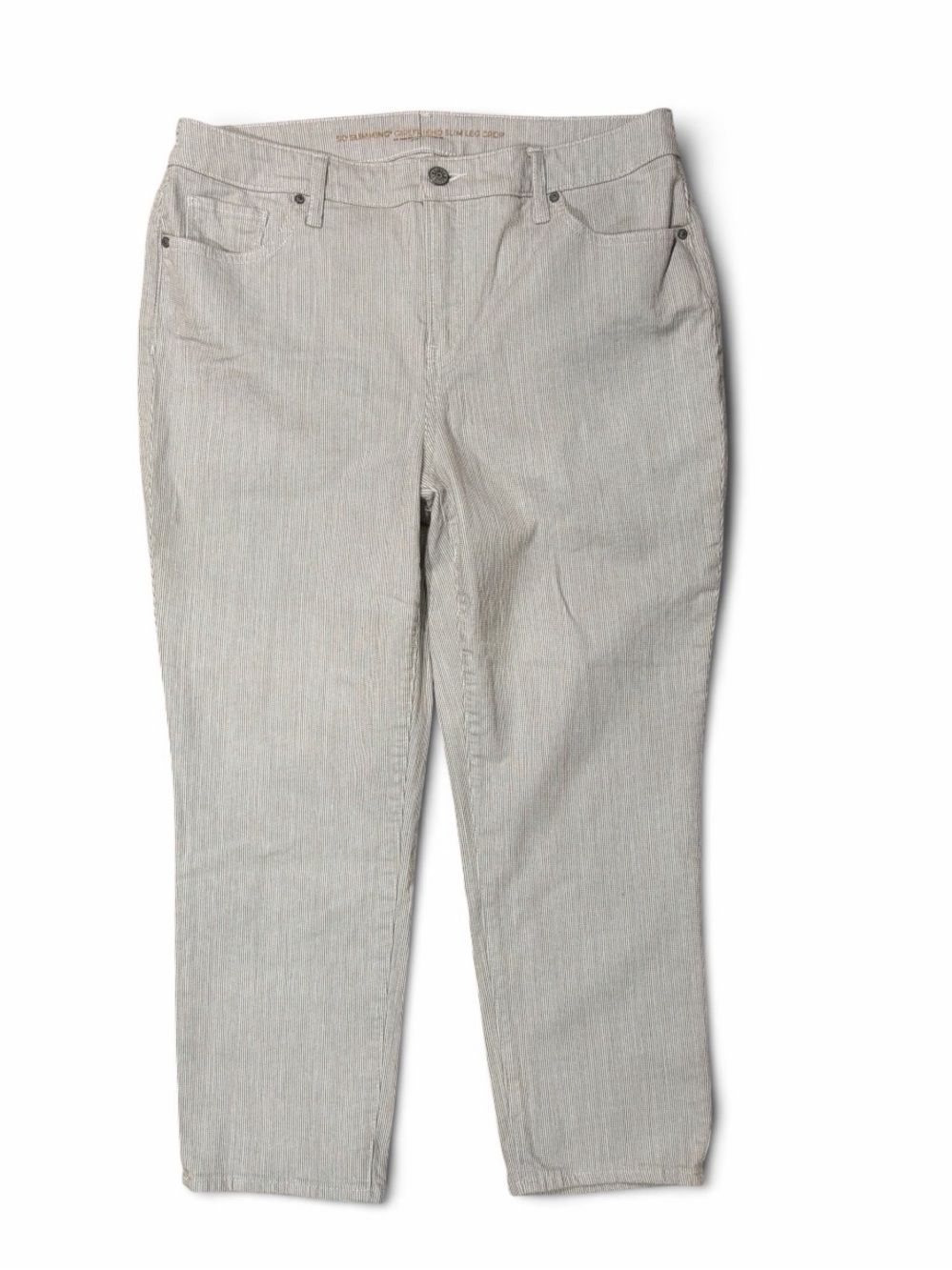 Chico's So Slimming Girlfriend Slim Leg Crop Pants Light gray/white